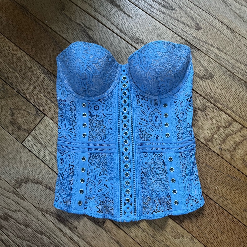 Victoria Secret Baby Blue Lace Corset Top